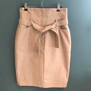 Gemma Kahng high waist pencil skirt belt tan 8